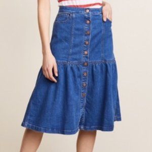 Madewell Bayview Tiered Denim Midi Skirt Size 27